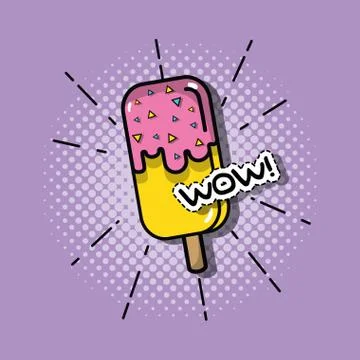 Pop art ice lolly patch design Stock Illustration