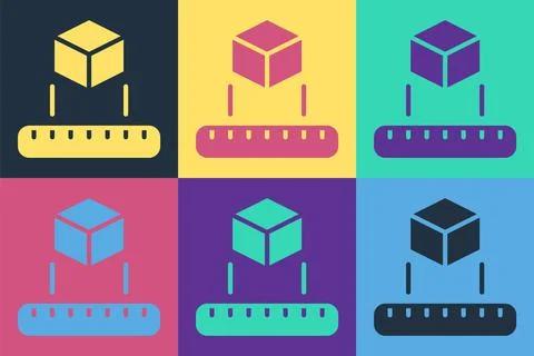 Pop art Isometric cube icon isolated on color background. Geometric cubes solid Illustrazione stock