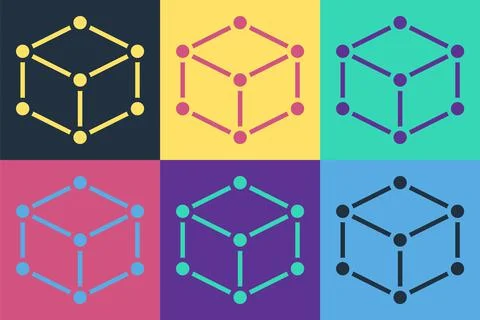 Pop art Isometric cube icon isolated on color background. Geometric cubes solid Stock Illustration