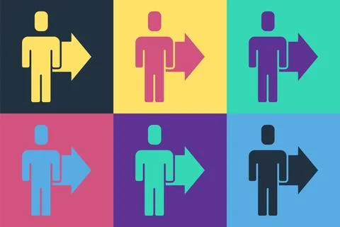 Pop art Leader of a team of executives icon isolated on color background. Vector Stock Illustration