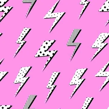 Pop art lightning seamless pattern. Decorative flashlight, trendy lights Stock Illustration