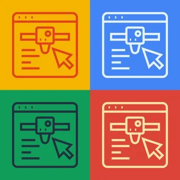 Pop art line 3D printer setting icon isolated on color background. 3d printing Illustrazione stock