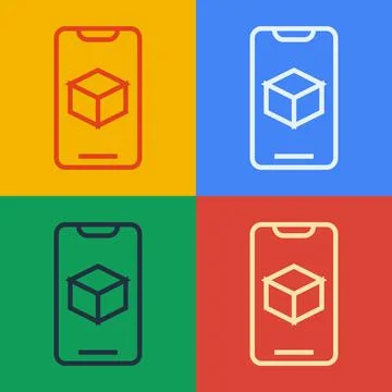 Pop art line 3D printer software icon isolated on color background. 3d printing Stock Illustration