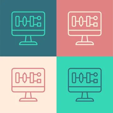 Pop art line Algorithm icon isolated on color background. Algorithm symbol Stock Illustration