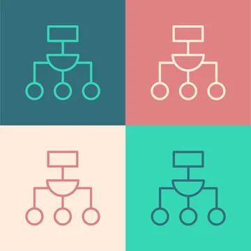 Pop art line Algorithm icon isolated on color background. Algorithm symbol Stock Illustration