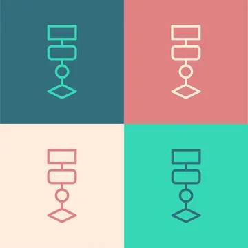 Pop art line Algorithm icon isolated on color background. Algorithm symbol Stock Illustration