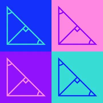 Pop art line Angle bisector of a triangle icon isolated on color background Stock Illustration