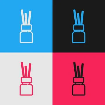 Pop art line Aroma diffuser icon isolated on color background. Glass jar Stock Illustration