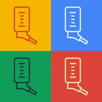 Pop art line Automatic drinker for small pets icon isolated on color background Stock Illustration