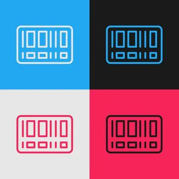 Pop art line Barcode icon isolated on color background. Vector Stock Illustration