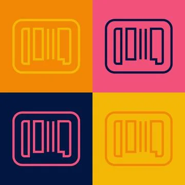 Pop art line Barcode icon isolated on color background. Vector Stock Illustration
