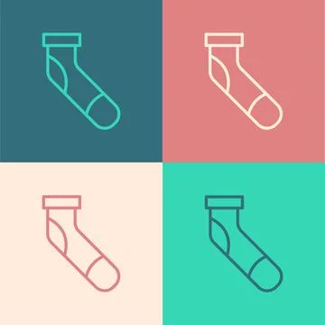 Pop art line Baseball sock icon isolated on color background. Vector Stock Illustration