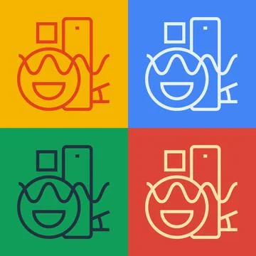 Pop art line Basic geometric shapes icon isolated on color background. Vector Illustrazione stock