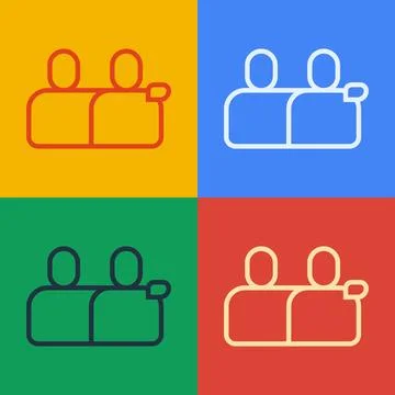 Pop art line BFF or best friends forever icon isolated on color background.   Stock Illustration