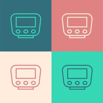 Pop art line Bicycle speedometer icon isolated on color background. Vector 스톡 일러스트