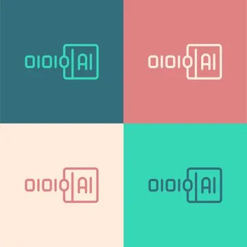 Pop art line Binary code icon isolated on color background. Vector Stock Illustration