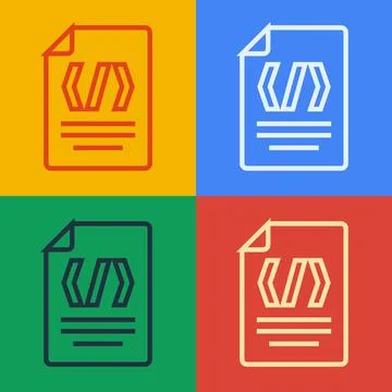 Pop art line Binary code icon isolated on color background. Vector Stock Illustration