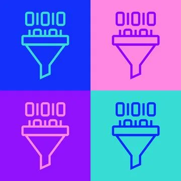 Pop art line Binary code icon isolated on color background.  Vector 库存插图