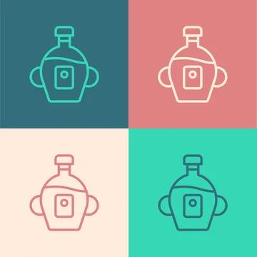 Pop art line Bottle of maple syrup icon isolated on color background. Vector Stock Illustration