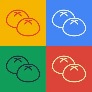 Pop art line Bread loaf icon isolated on color background. Vector Illustrazione stock