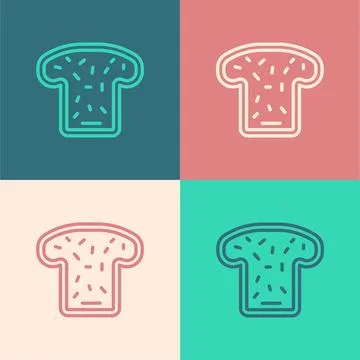 Pop art line Bread toast for sandwich piece of roasted crouton icon isolate.. Stock Illustration