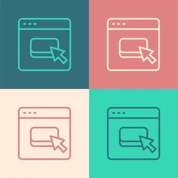 Pop art line Browser files icon isolated on color background. Vector 스톡 일러스트