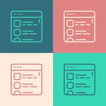 Pop art line Browser files icon isolated on color background. Vector Stock Illustration