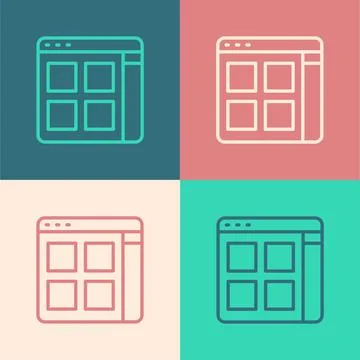 Pop art line Browser files icon isolated on color background. Vector 스톡 일러스트