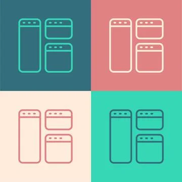 Pop art line Browser window icon isolated on color background. Vector 库存插图