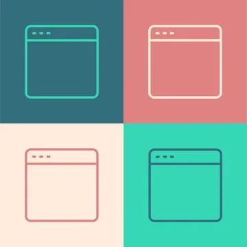 Pop art line Browser window icon isolated on color background. Vector 库存插图