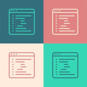 Pop art line Browser window icon isolated on color background. Vector Stockillustratie