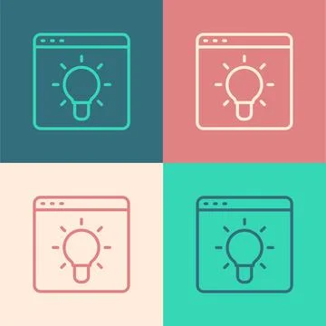 Pop art line Browser window icon isolated on color background.  Vector 库存插图