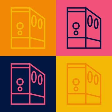 Pop art line Case of computer icon isolated on color background. Computer server Illustrazione stock