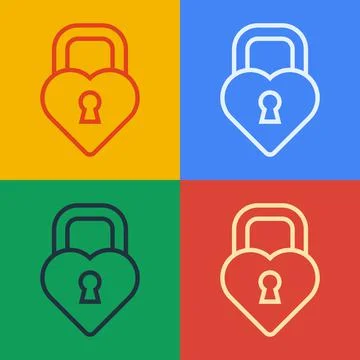 Pop art line Castle in the shape of a heart icon isolated on color background Stock Illustration