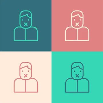 Pop art line Censor and freedom of speech concept icon isolated on color イラスト素材