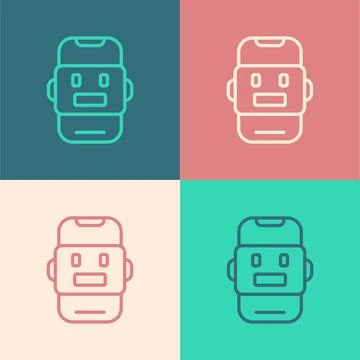 Pop art line Chat bot icon isolated on color background. Chatbot icon. Vector Stock Illustration