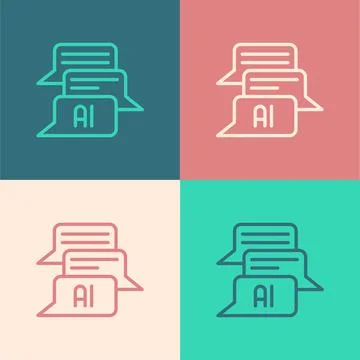 Pop art line Chat bot icon isolated on color background. Chatbot icon. Vector Stock Illustration