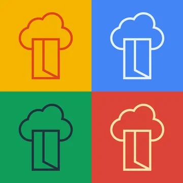 Pop art line Cloud database icon isolated on color background. Cloud computing Stock Illustration