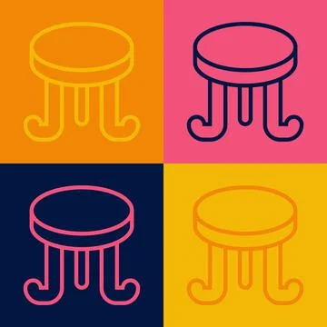 Pop art line Coffee table icon isolated on color background. Street cafe. Vector Stock Illustration