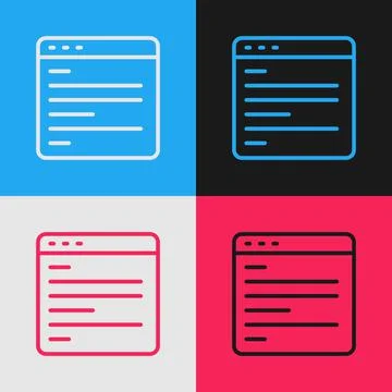 Pop art line Computer api interface icon isolated on color background Stockillustratie