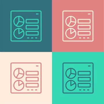 Pop art line Computer api interface icon isolated on color background Stock Illustration
