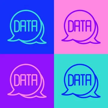 Pop art line Data analysis icon isolated on color background. Business data a 스톡 일러스트