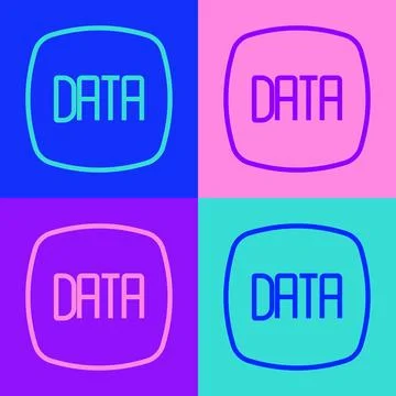 Pop art line Data analysis icon isolated on color background. Business data Illustrazione stock