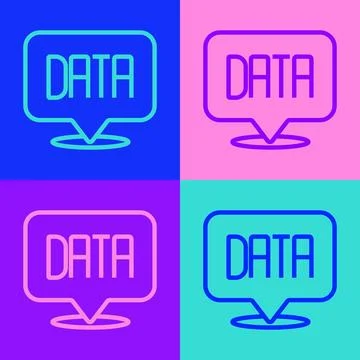 Pop art line Data analysis icon isolated on color background. Business data.. Stock Illustration