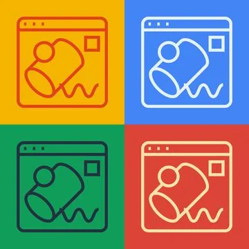 Pop art line Data visualisation icon isolated on color background. Vector Stock Illustration