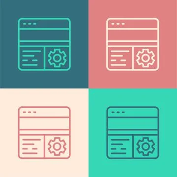 Pop art line Debugging icon isolated on color background. Debugging tool Stock Illustration