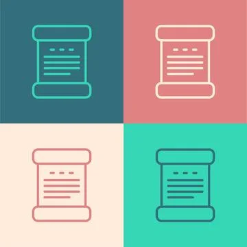 Pop art line Declaration of independence icon isolated on color background Stock Illustration