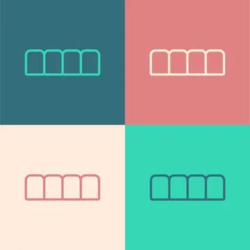 Pop art line Dentures model icon isolated on color background. Teeth of the Illustrazione stock