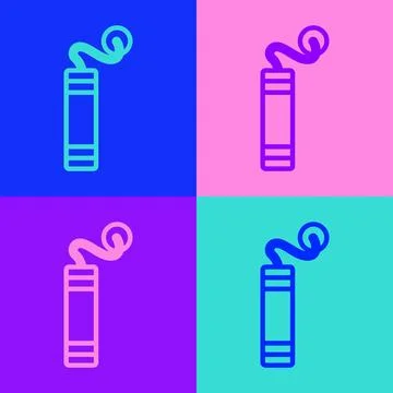 Pop art line Detonate dynamite bomb stick icon isolated on color background.. Stock Illustration
