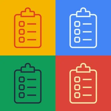 Pop art line To do list or planning icon isolated on color background. Vector Stock Illustration